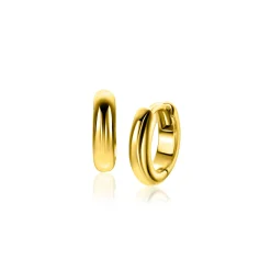Zinzi 12,5mm gold plated zilveren gladde oorringen met ronde buis 3mm met luxe klapsluiting ZIO2600G