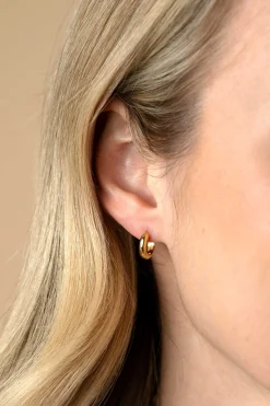 Zinzi 12,5mm gold plated zilveren gladde oorringen met ronde buis 3mm met luxe klapsluiting ZIO2600G