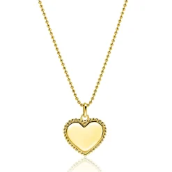 Clearance Zinzi 21mm gold plated zilveren hanger hart met parelrand voor gravure ZIH2653G (zonder collier)