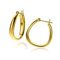 New Zinzi 22mm gold plated zilveren oorringen in trendy tas vorm met gladde buis 4mm breed en handige bovensluiting ZIO2606G