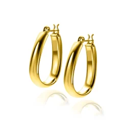 New Zinzi 22mm gold plated zilveren oorringen in trendy tas vorm met gladde buis 4mm breed en handige bovensluiting ZIO2606G