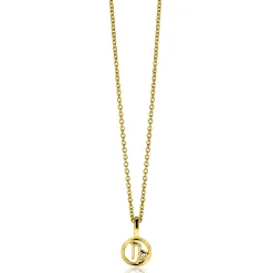 Discount Zinzi 9mm gold plated zilveren Steenbok sterrenbeeldhanger bezet met witte zirconia ZIHY-STE (zonder collier)