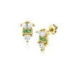 Sale Zinzi 9,5mm gold plated zilveren oorstekers met drie verschillende vormen van zettingen, bezet met groene en witte kleurstenen ZIO2630G