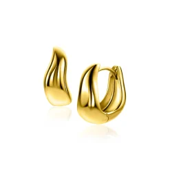 Online Zinzi 15mm gold plated zilveren oorringen organisch gevormd 6,5mm breed met luxe klapsluiting ZIO2609G