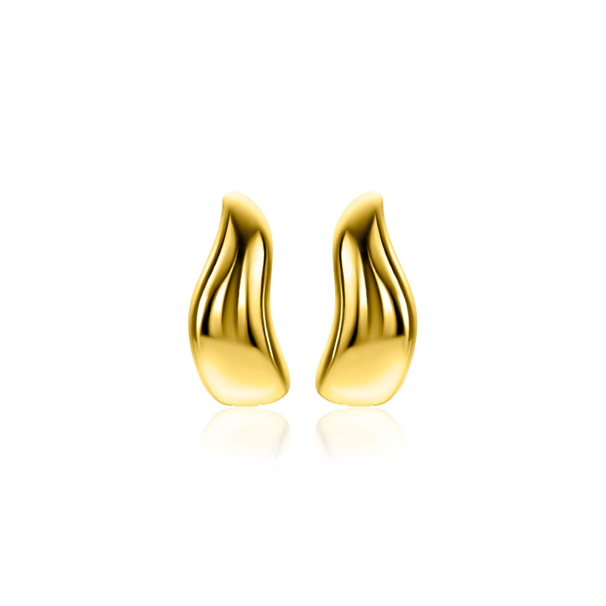 Online Zinzi 15mm gold plated zilveren oorringen organisch gevormd 6,5mm breed met luxe klapsluiting ZIO2609G
