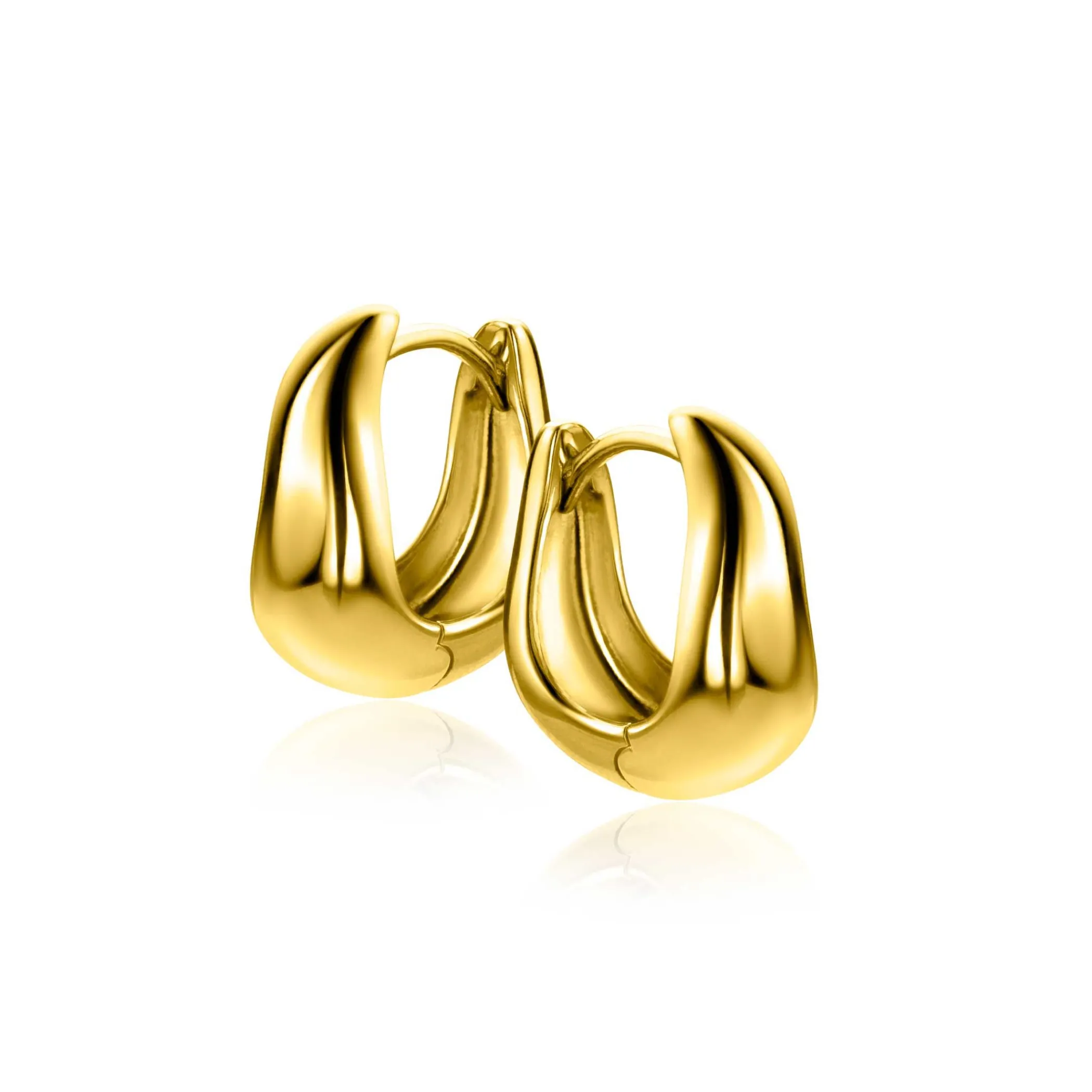 Online Zinzi 15mm gold plated zilveren oorringen organisch gevormd 6,5mm breed met luxe klapsluiting ZIO2609G