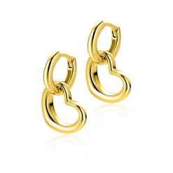 Sale Zinzi 14mm gold plated zilveren oorbedels open hartvorm ZICH2718G (zonder oorringen)