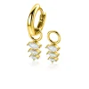 Discount Zinzi 13mm gold plated zilveren oorbedels met drie peervormige zettingen in aflopende grootte, bezet met witte zirconia's ZICH2631 (zonder oorringen)
