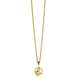 Online Zinzi 9mm gold plated zilveren Leeuw sterrenbeeldhanger bezet met witte zirconia ZIHY-LEE (zonder collier)