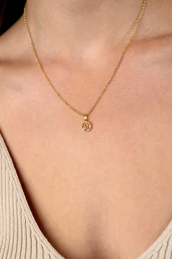 Online Zinzi 9mm gold plated zilveren Leeuw sterrenbeeldhanger bezet met witte zirconia ZIHY-LEE (zonder collier)