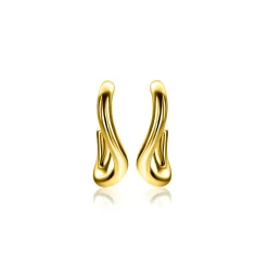 Online Zinzi 16mm gold plated zilveren gladde oorstekers organisch gevormd ZIO2656G