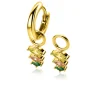 New Zinzi 13mm gold plated zilveren oorbedels met drie peervormige zettingen in aflopende grootte, bezet met peridot, champagne en donkergroene kleurstenen ZICH2631GC (zonder oorringen)