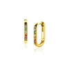 Clearance Zinzi 14mm gold plated zilveren luxe oorringen in ovale vorm bezet met regenboog kleurstenen ZIO2598