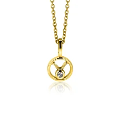 New Zinzi 9mm gold plated zilveren Stier sterrenbeeldhanger bezet met witte zirconia ZIHY-STI (zonder collier)