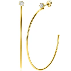 Sale Zinzi 55mm gold plated zilveren oorstekers 5mm witte zirconia met halve oorringen 55mm en 1,5mm buisdikte ZIO2574Y