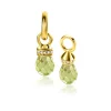 Zinzi 17mm gold plated zilveren oorbedels in peervorm groen peridot en witte zirconia's ZICH2429 (zonder oorringen)