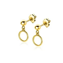 Outlet Zinzi 15mm gold plated zilveren oorknoppen bol met open rondje 8mm ZIO2523G