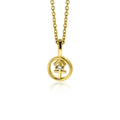 Online Zinzi 9mm gold plated zilveren Boogschutter sterrenbeeldhanger bezet met witte zirconia ZIHY-BOO (zonder collier)