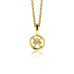 New Zinzi 9mm gold plated zilveren Vis sterrenbeeldhanger bezet met witte zirconia ZIHY-VIS (zonder collier)