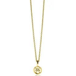 New Zinzi 9mm gold plated zilveren Vis sterrenbeeldhanger bezet met witte zirconia ZIHY-VIS (zonder collier)