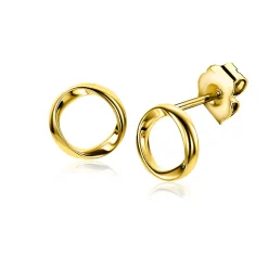 New Zinzi 9mm gold plated zilveren oorknoppen open rondje met organische vorm ZIO2611G