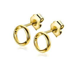 New Zinzi 9mm gold plated zilveren oorknoppen open rondje met organische vorm ZIO2611G