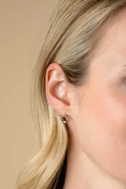New Zinzi 9mm gold plated zilveren oorknoppen open rondje met organische vorm ZIO2611G