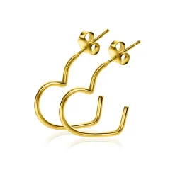 Zinzi 18mm gold plated zilveren halve oorringen in hartvorm 1,4mm buisdikte met vlindersluiting ZIO2584G