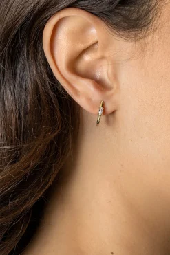 New Zinzi 15mm gold plated zilveren rechthoekige oorringen ovale witte zirconia met luxe klapsluiting 15mm x 2mm vierkante buis ZIO2448G