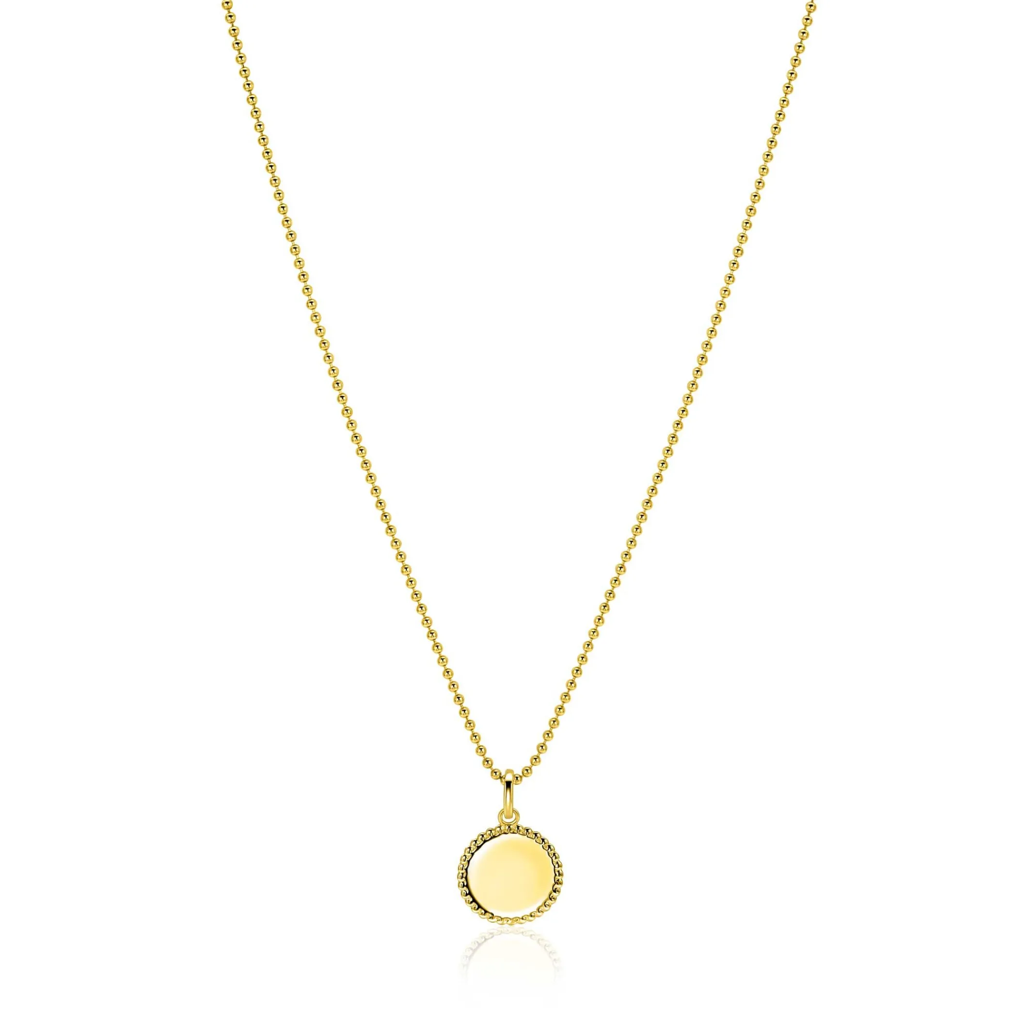 Online Zinzi 12mm gold plated zilveren coin hanger met parelrand voor gravure ZIH2650G (zonder collier)