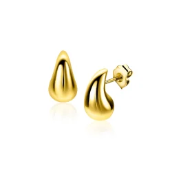Online Zinzi 11mm gold plated zilveren oorstekers in organische druppelvorm ZIO2636G