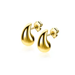 Online Zinzi 11mm gold plated zilveren oorstekers in organische druppelvorm ZIO2636G