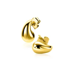 Online Zinzi 11mm gold plated zilveren oorstekers in organische druppelvorm ZIO2636G