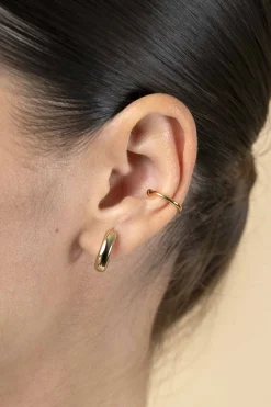 Hot Zinzi 12,5mm gold plated zilveren ear cuff gladde buis per stuk geprijsd ZIO-CUFF1G