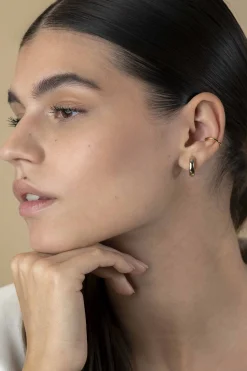 Hot Zinzi 12,5mm gold plated zilveren ear cuff gladde buis per stuk geprijsd ZIO-CUFF1G