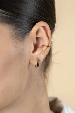 Hot Zinzi 12,5mm gold plated zilveren ear cuff gladde buis per stuk geprijsd ZIO-CUFF1G
