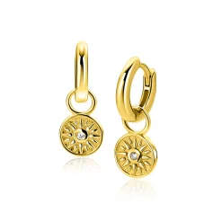 Hot Zinzi 8mm gold plated zilveren oorbedels zon ZICH2741 (zonder oorringen)