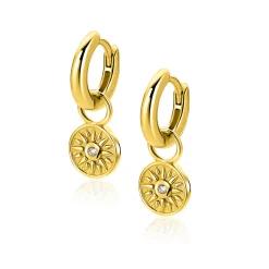 Hot Zinzi 8mm gold plated zilveren oorbedels zon ZICH2741 (zonder oorringen)