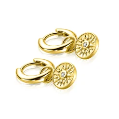 Hot Zinzi 8mm gold plated zilveren oorbedels zon ZICH2741 (zonder oorringen)
