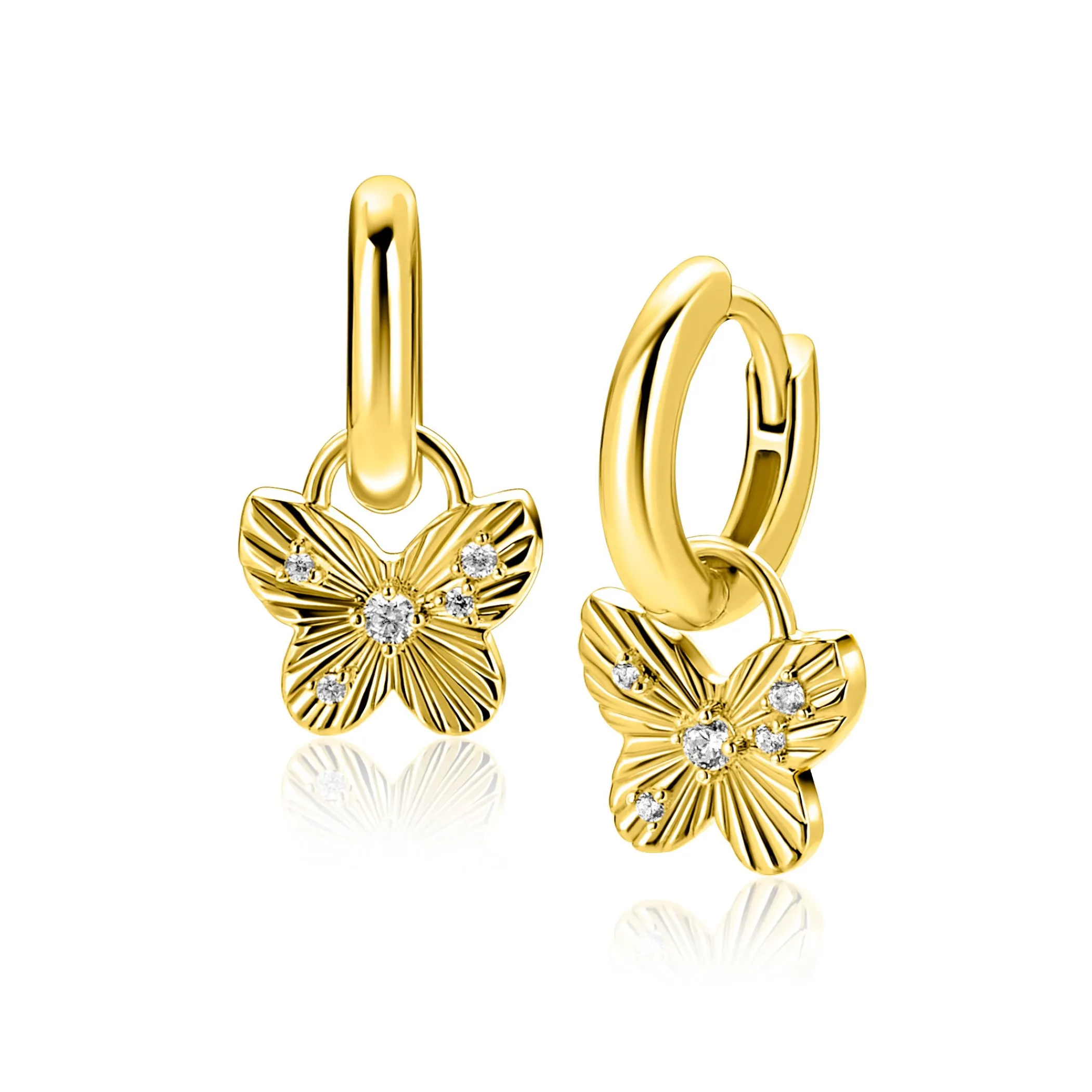 New Zinzi 10mm gold plated zilveren oorbedels vlinder ZICH2742 (zonder oorringen)