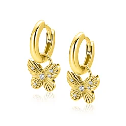 New Zinzi 10mm gold plated zilveren oorbedels vlinder ZICH2742 (zonder oorringen)