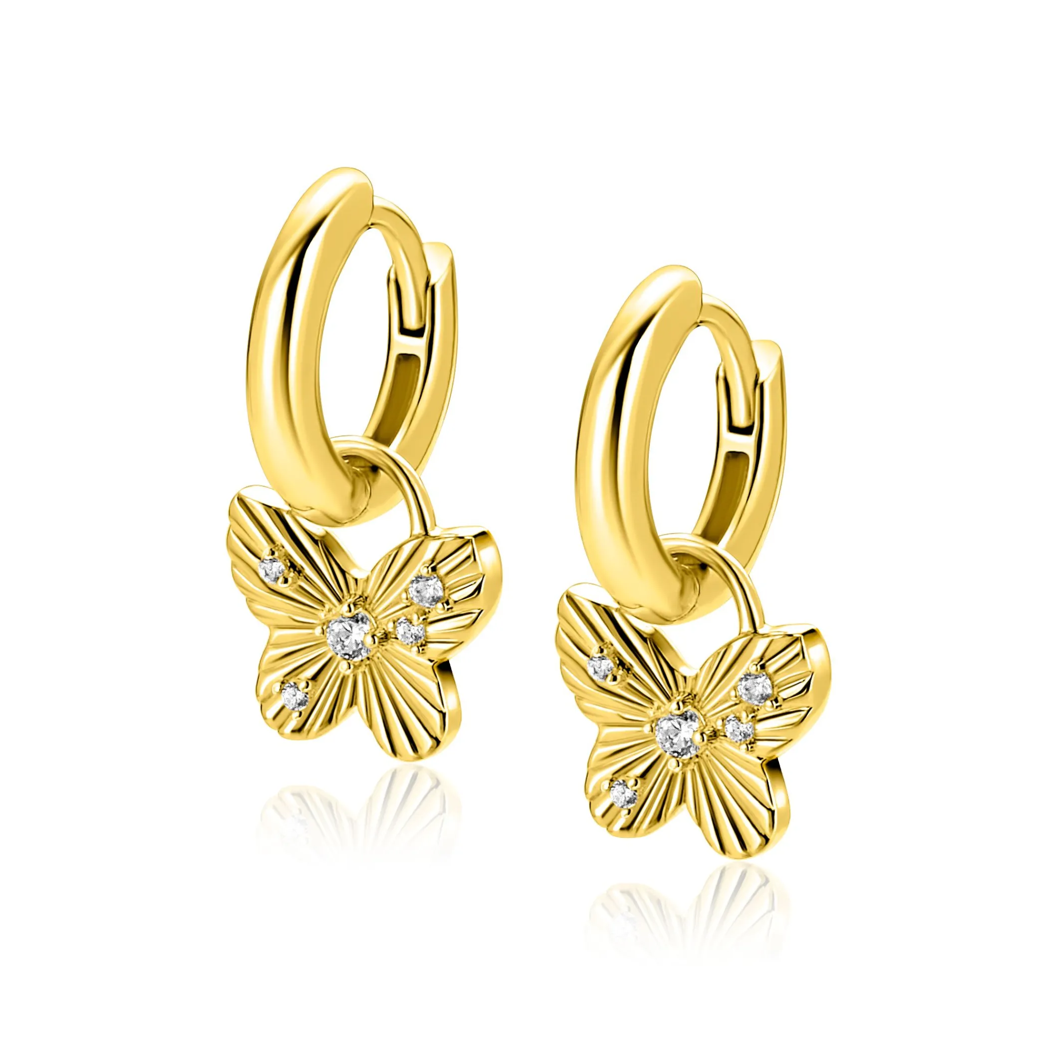 New Zinzi 10mm gold plated zilveren oorbedels vlinder ZICH2742 (zonder oorringen)