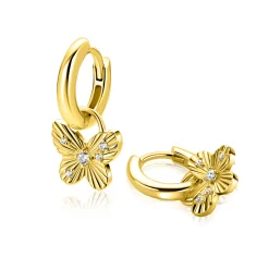 New Zinzi 10mm gold plated zilveren oorbedels vlinder ZICH2742 (zonder oorringen)