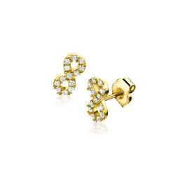 Zinzi 8mm gold plated zilveren oorknoppen Infinity bezet met witte zirconia's ZIO2597Y