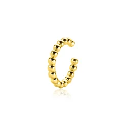 Hot Zinzi 14mm gold plated zilveren ear cuff bolletjes per stuk geprijsd ZIO-CUFF2G