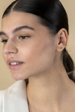 Hot Zinzi 14mm gold plated zilveren ear cuff bolletjes per stuk geprijsd ZIO-CUFF2G