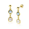 Best Zinzi 28mm gold plated zilveren oorstekers rond vierkant jeansblauw en witgrijs ZIO2526G