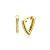 Hot Zinzi 14mm gold plated zilveren oorringen driehoeksvorm bezet met witte zirconia's ZIO2607