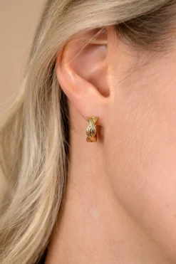 New Zinzi 15mm gold plated zilveren oorringen met luxe Infinity teken en klapsluiting ZIO2684