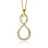 New Zinzi 35mm gold plated zilveren hanger Infinity bezet met witte zirconia's ZIH2570Y (zonder collier)